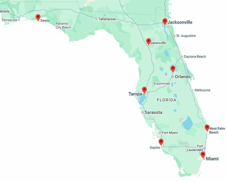 Eastern Wine service areas in Florida